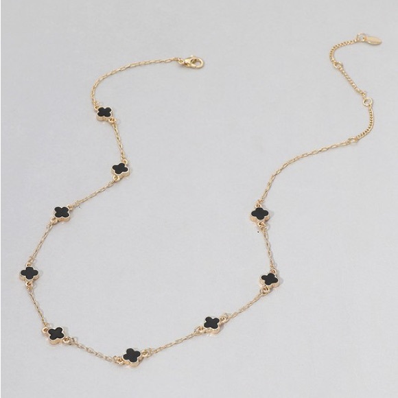 CLOVER CHAIN NECKLACE-BK - Picture 3 of 4